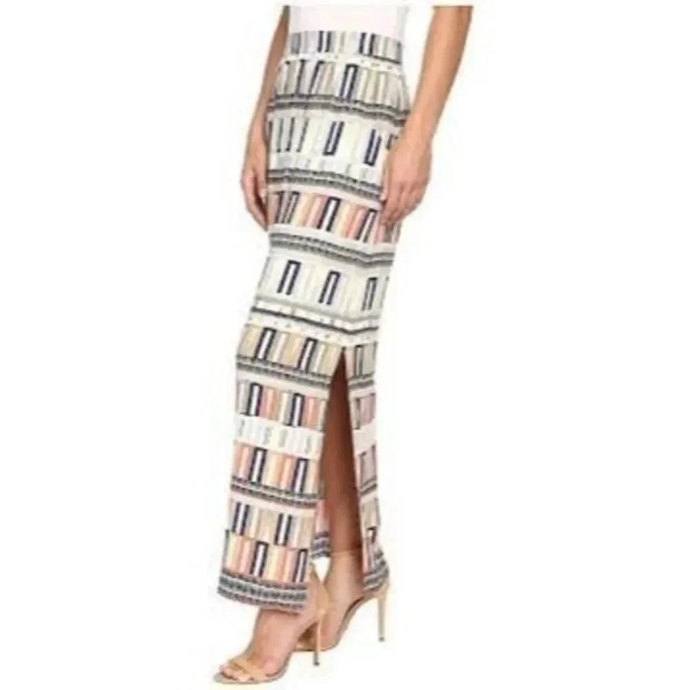 Nic + Zoe Sahara Squares Printed Maxi Skirt M